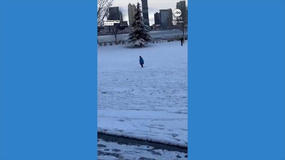 WATCH: New York City sees snow on 1st official day of winter