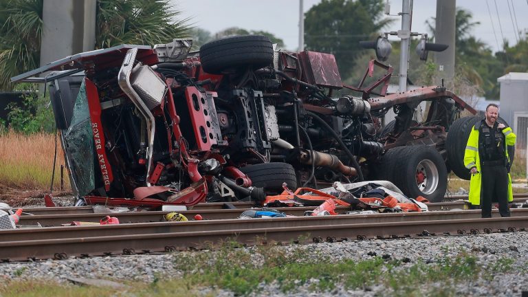 Train’s collision with fire truck a ‘sobering reminder’ to balance urgency with caution, fire chief says