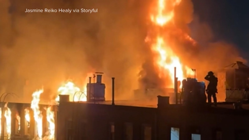 WATCH: Massive fire tears through 4 buildings in New York City