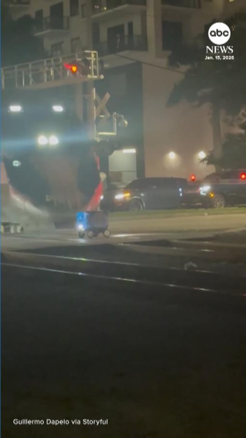 WATCH: Delivery robot demolished by train in South Florida