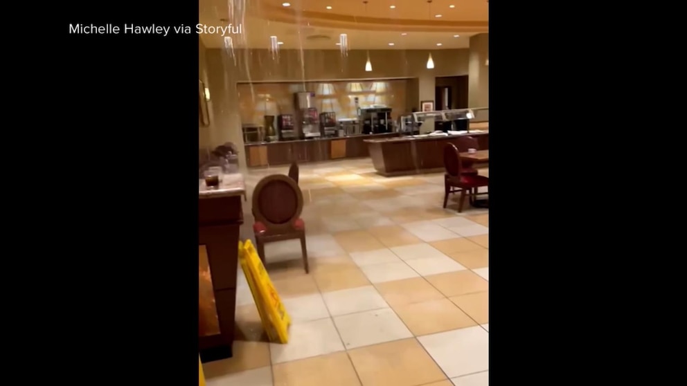 WATCH: Hotel roof collapses to lobby outside of Oklahoma City