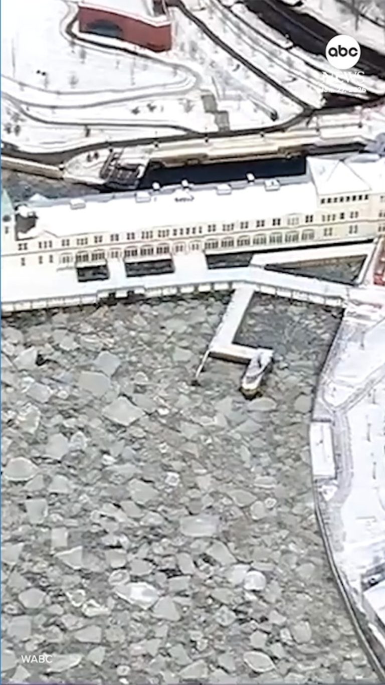 WATCH:  Hudson River partially frozen as cold lingers after weekend storm