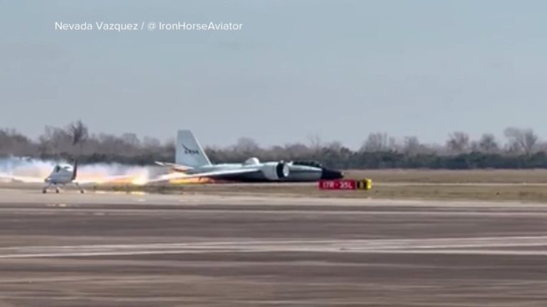 WATCH:  Investigation underway after NASA jet's fiery hard landing in Texas