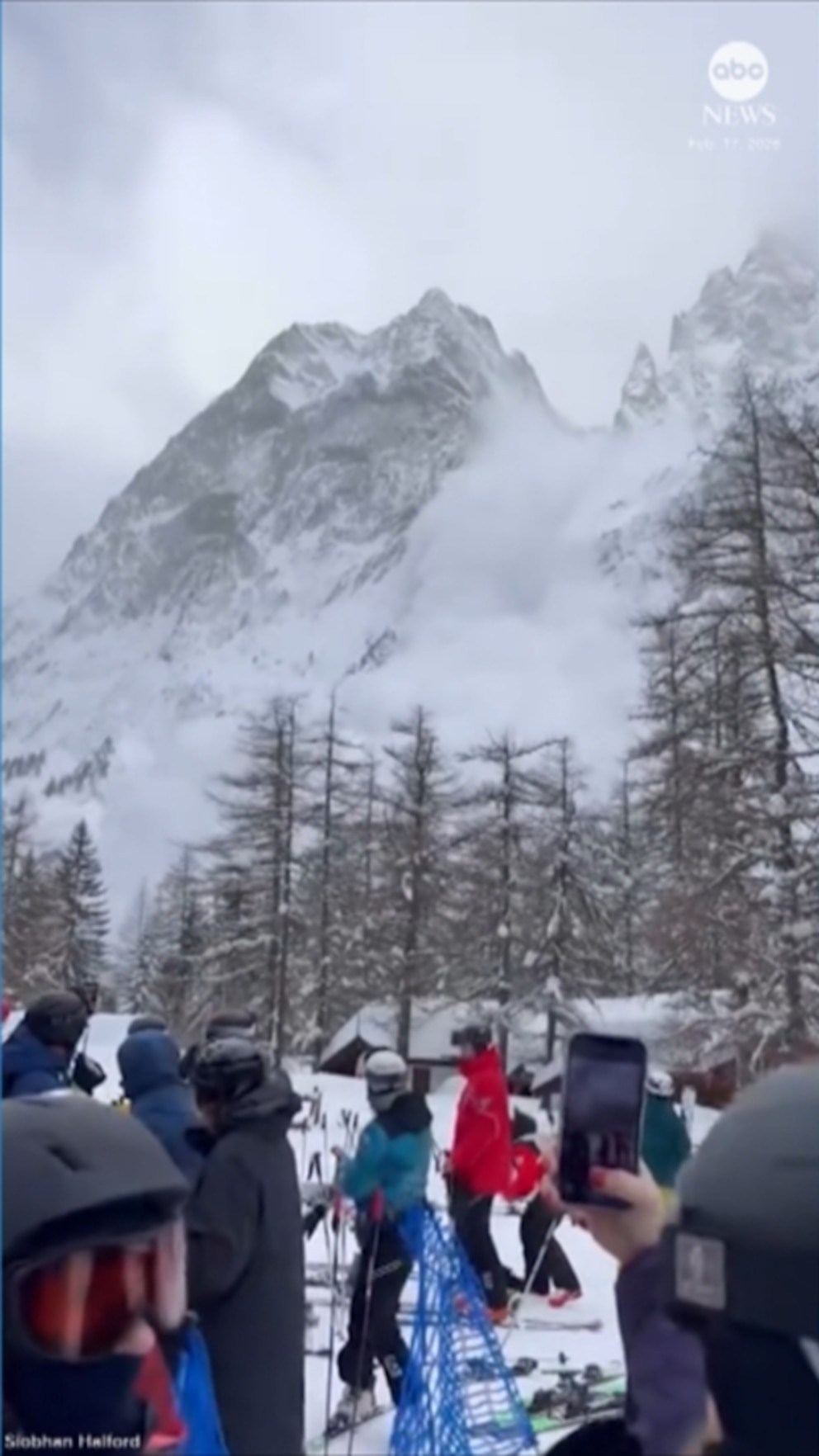 WATCH: Avalanche coats skiers waiting in line for chair lift