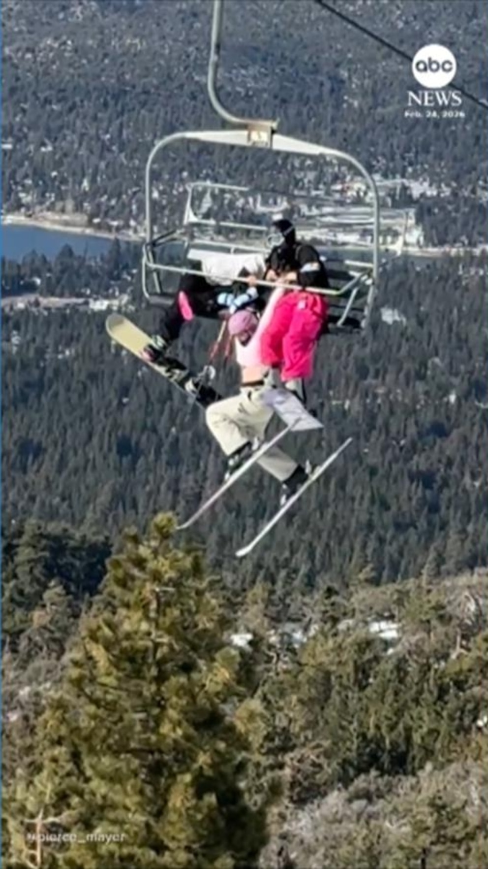 WATCH: Skier dangles from lift at California mountain resort