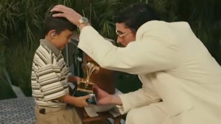 Bad Bunny hands his Grammy to young boy during Super Bowl halftime show