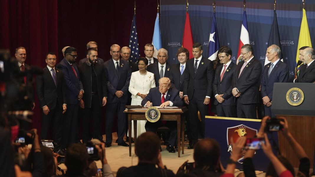 Trump vows to ‘take care of Cuba,’ praises Venezuela cooperation at summit : NPR