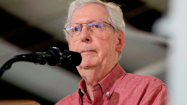 McConnell says a fall led to his hospitalization, breaking weeks of silence : NPR